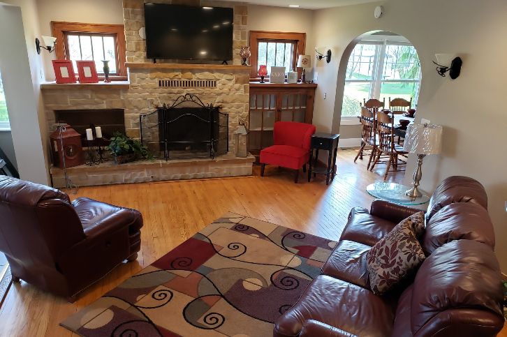 living room, firehouse inn, mohican vacation homes